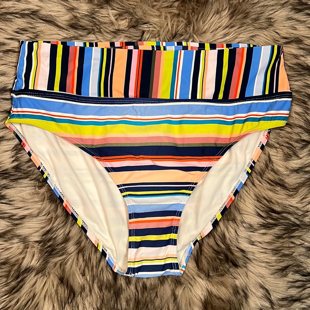 Multi colored striped Catalina Bikini bottoms.